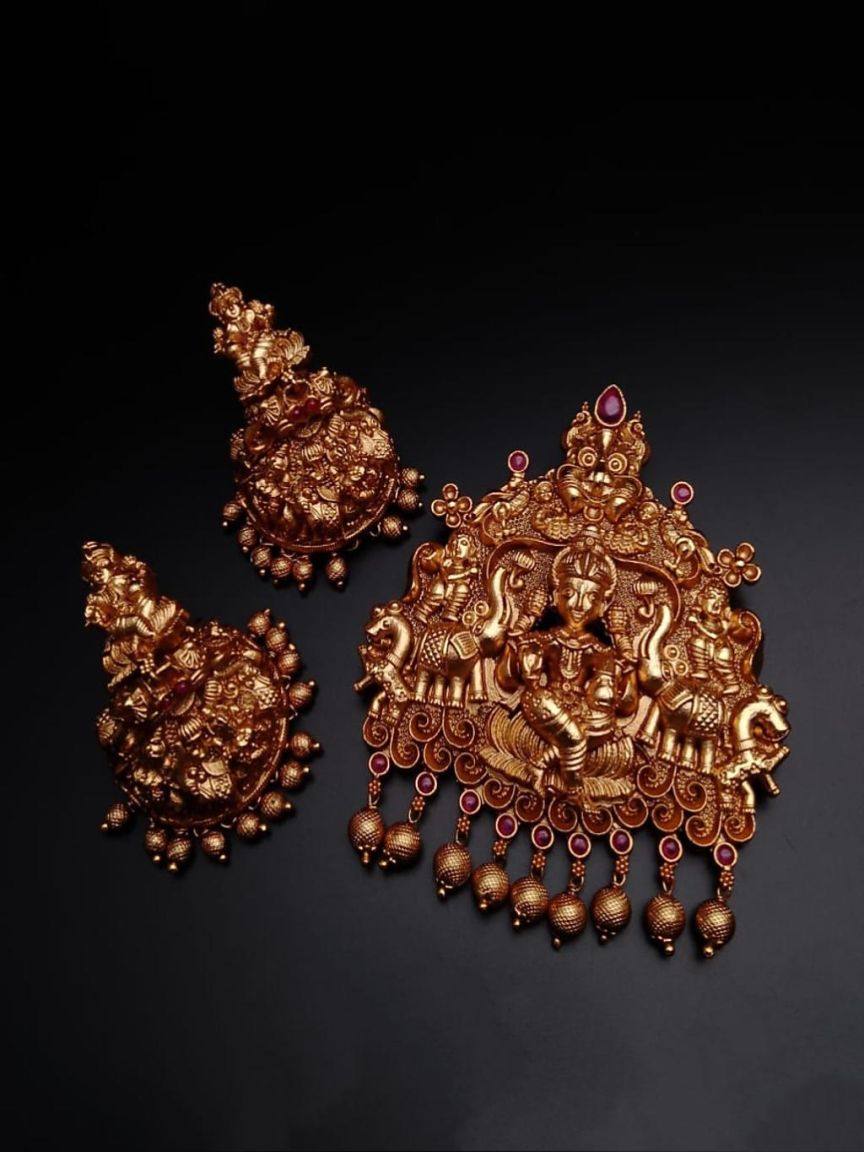 PENDANT SETS IN POLKI (GOLD POLISH) STYLE | DESIGN - 36180