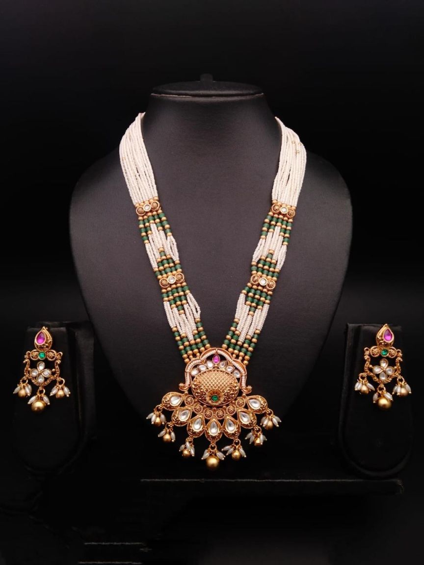 PENDANT SETS IN POLKI (GOLD POLISH) STYLE | DESIGN - 36297