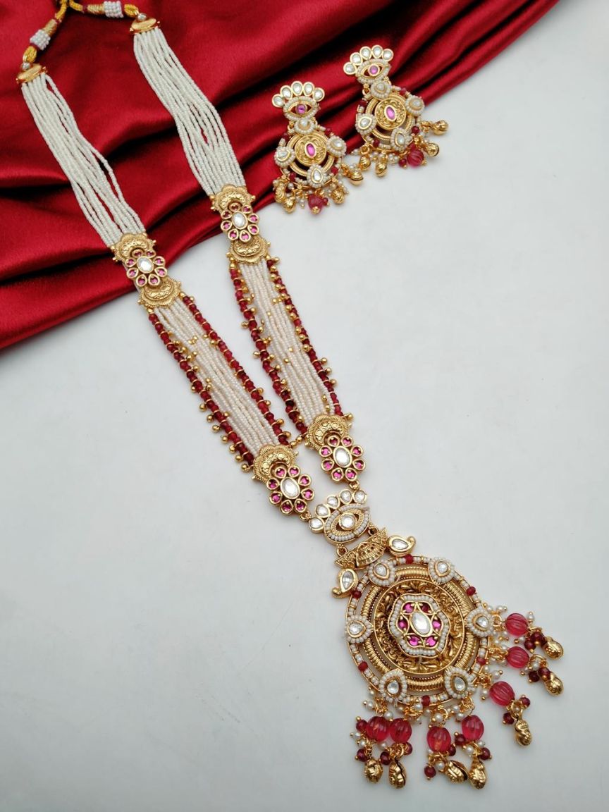 PENDANT SETS IN POLKI (GOLD POLISH) STYLE | DESIGN - 36348