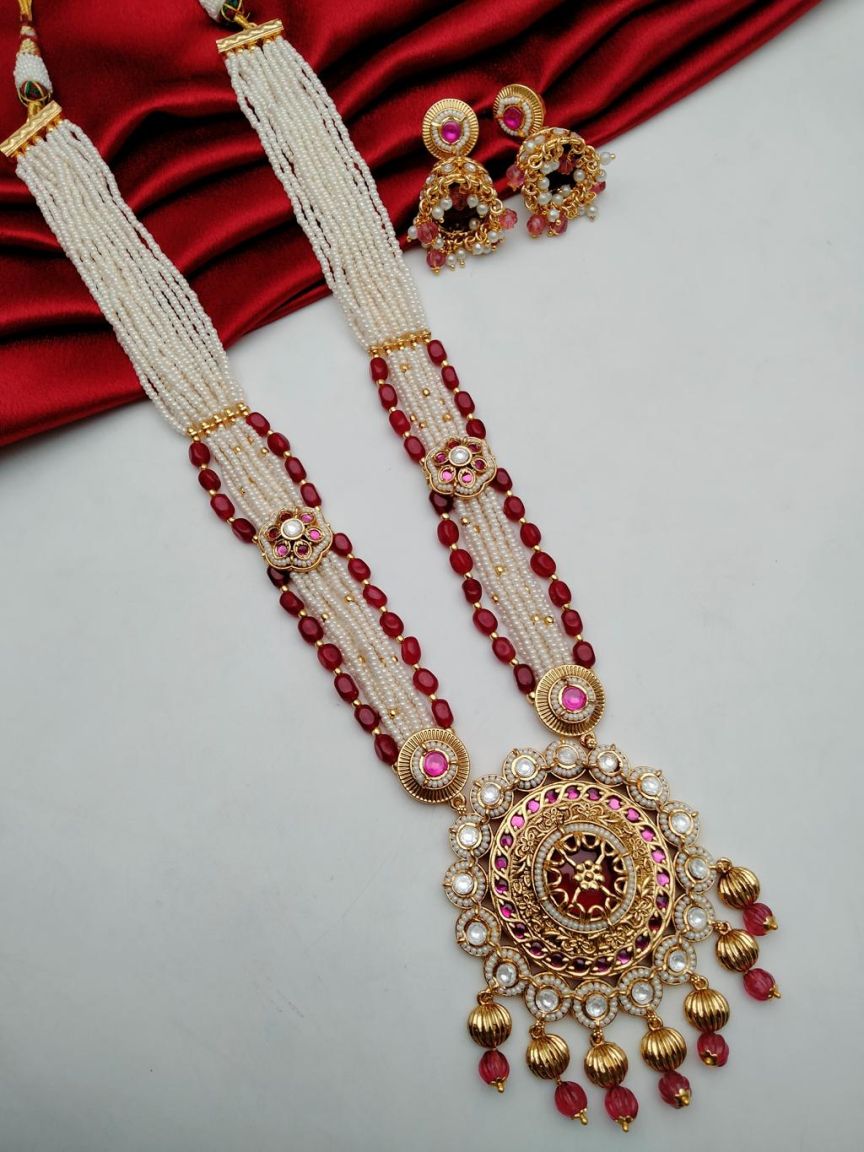 PENDANT SETS IN POLKI (GOLD POLISH) STYLE | DESIGN - 36349
