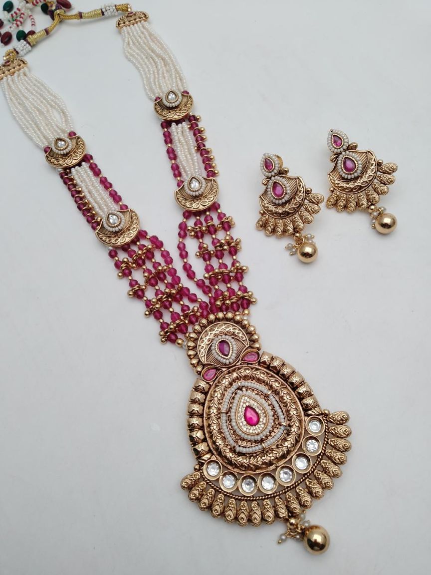 PENDANT SETS IN POLKI (GOLD POLISH) STYLE | DESIGN - 36363