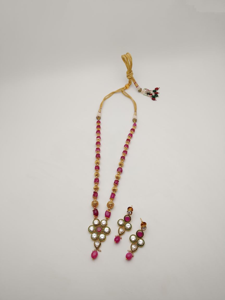 PENDANT SETS IN POLKI (GOLD POLISH) STYLE | DESIGN - 36369