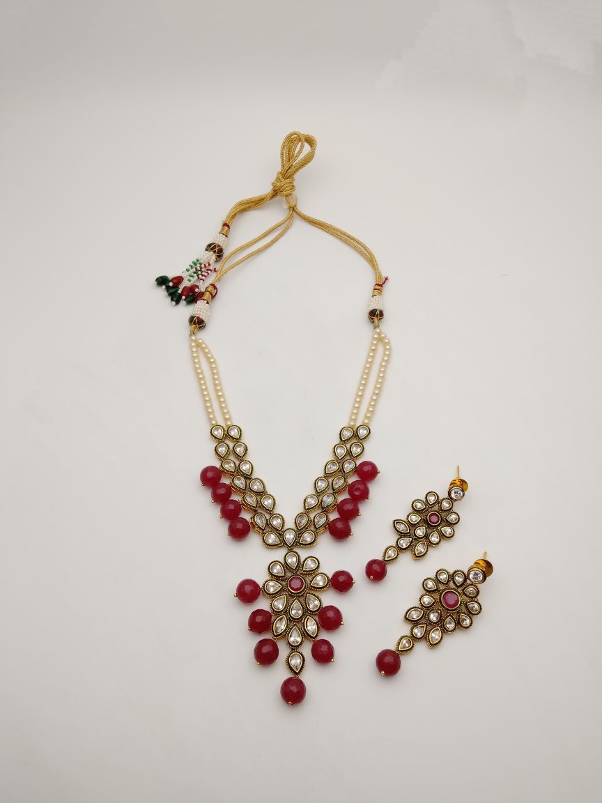 PENDANT SETS IN POLKI (GOLD POLISH) STYLE | DESIGN - 36371