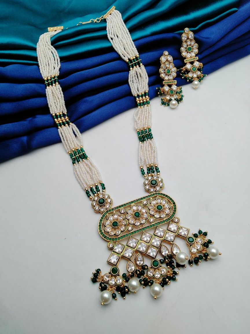 PENDANT SETS IN POLKI (GOLD POLISH) STYLE | DESIGN - 36382