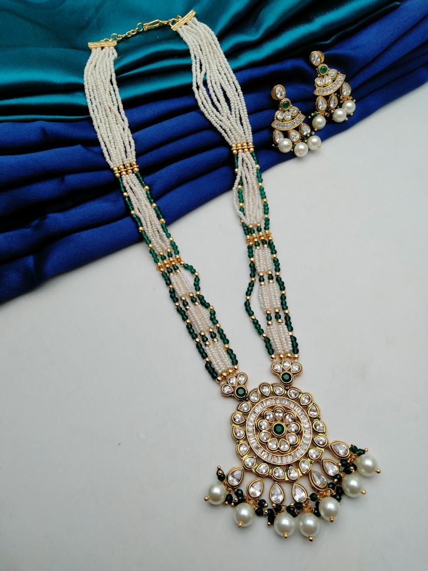 PENDANT SETS IN POLKI (GOLD POLISH) STYLE | DESIGN - 36383