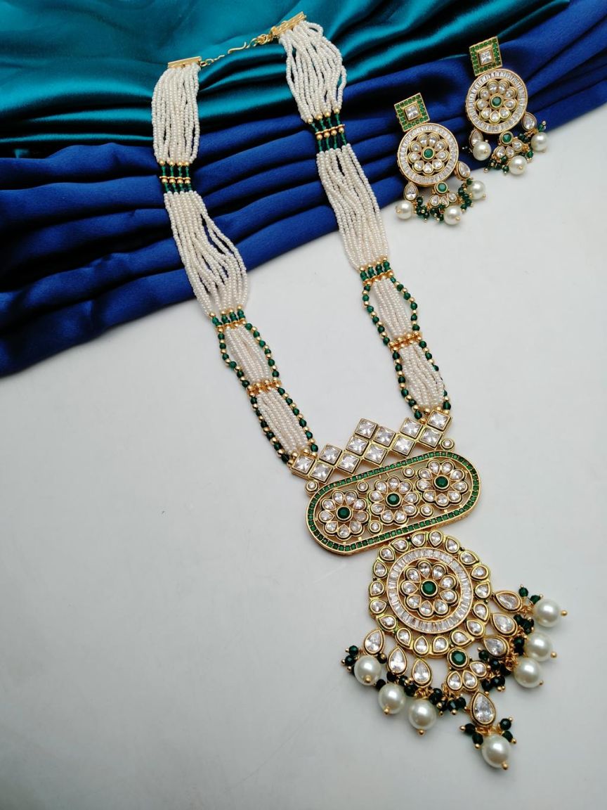 PENDANT SETS IN POLKI (GOLD POLISH) STYLE | DESIGN - 36384