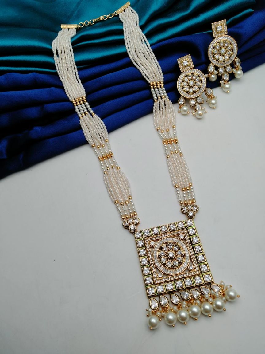 PENDANT SETS IN POLKI (GOLD POLISH) STYLE | DESIGN - 36385