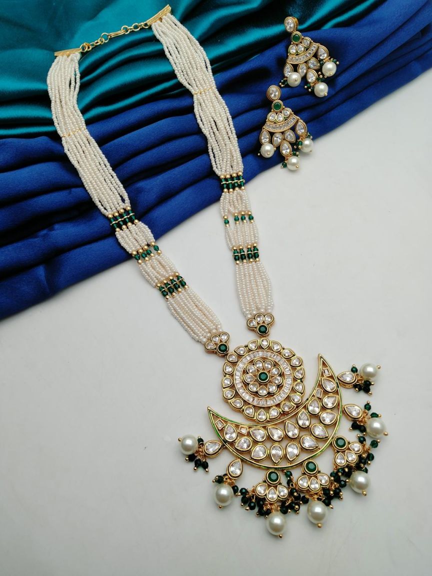 PENDANT SETS IN POLKI (GOLD POLISH) STYLE | DESIGN - 36386