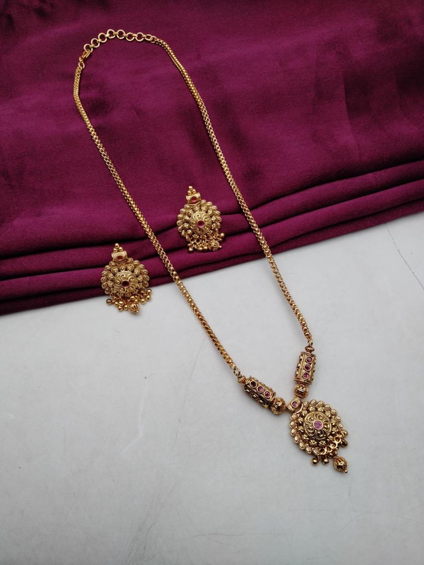 PENDANT SETS IN POLKI (GOLD POLISH) STYLE | DESIGN - 36434