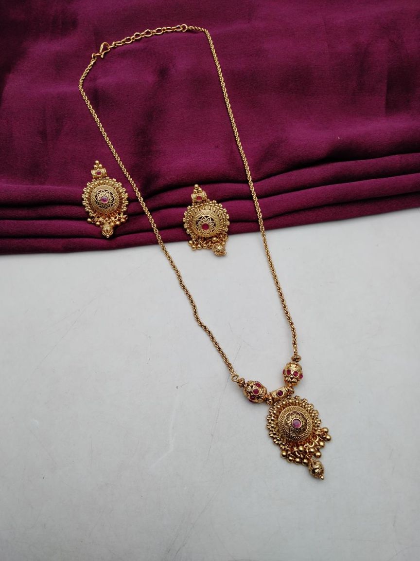 PENDANT SETS IN POLKI (GOLD POLISH) STYLE | DESIGN - 36436