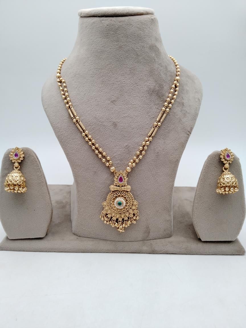 PENDANT SETS IN POLKI (GOLD POLISH) STYLE | DESIGN - 36459