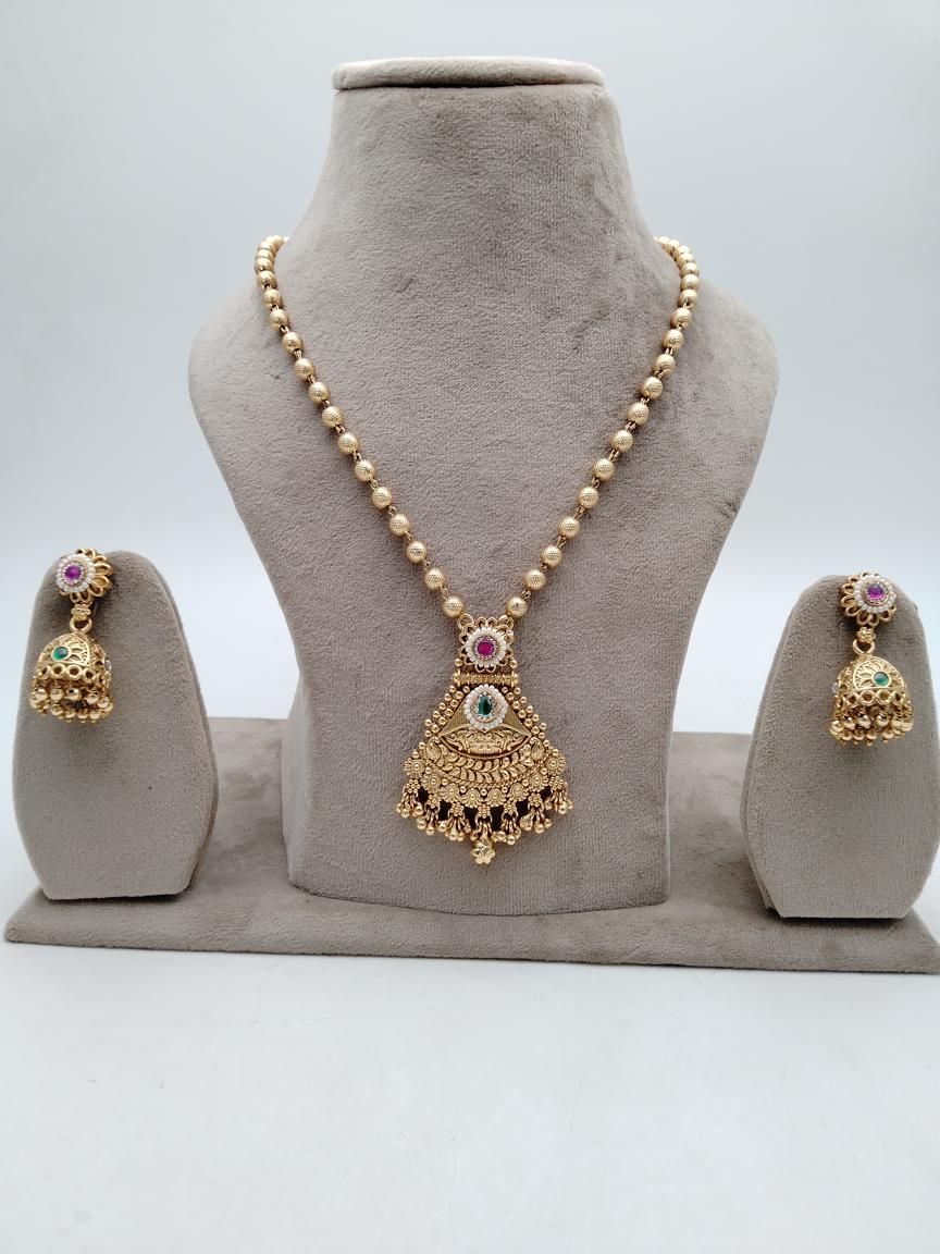 PENDANT SETS IN POLKI (GOLD POLISH) STYLE | DESIGN - 36464