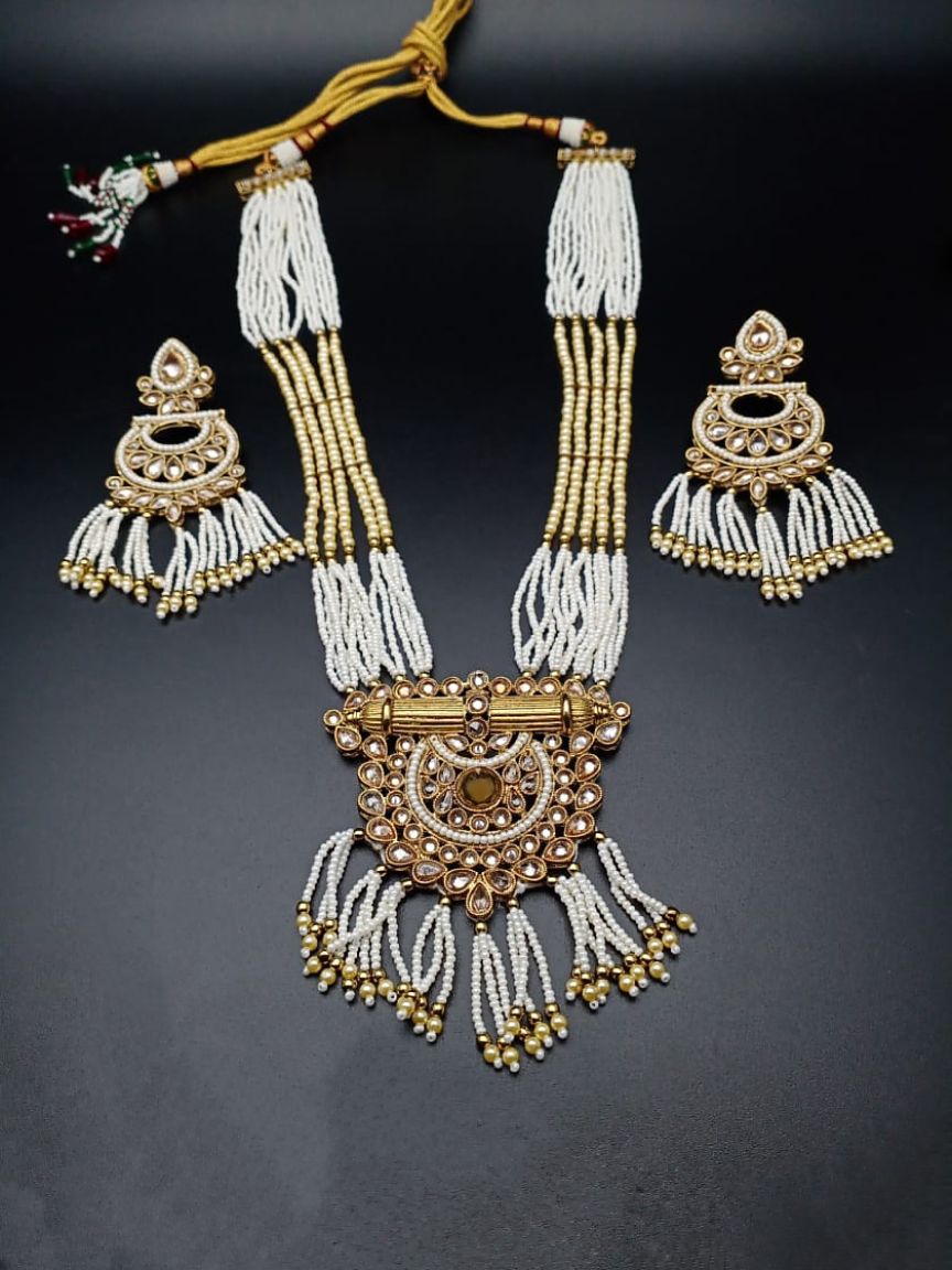 PENDANT SETS IN POLKI (GOLD POLISH) STYLE | DESIGN - 36472