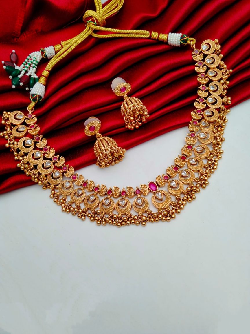 RADNS IN POLKI (GOLD POLISH) STYLE | DESIGN - 62656