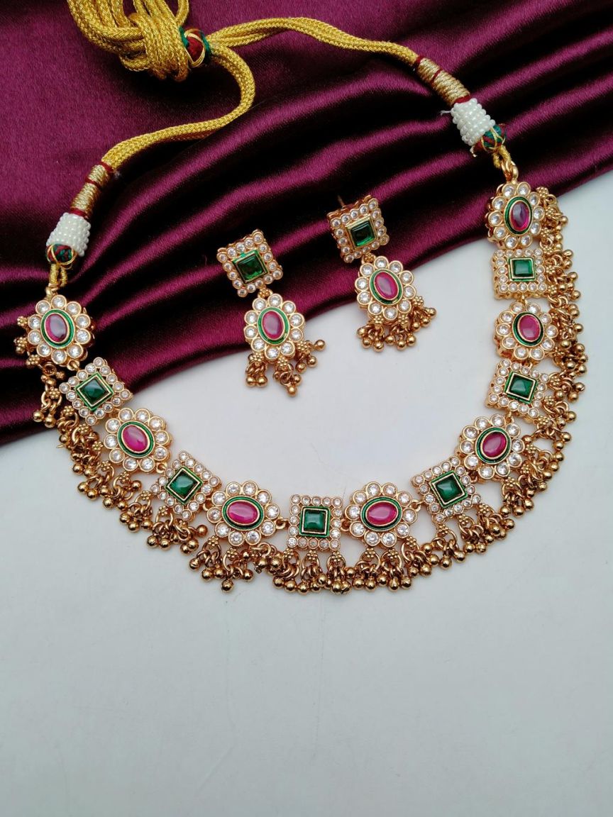 RADNS IN POLKI (GOLD POLISH) STYLE | DESIGN - 62630