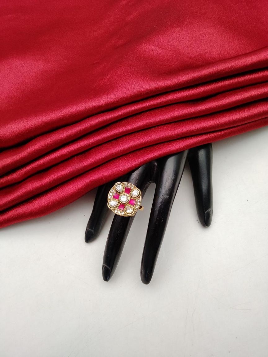 RAD RING IN POLKI (GOLD POLISH) STYLE | DESIGN - 28403