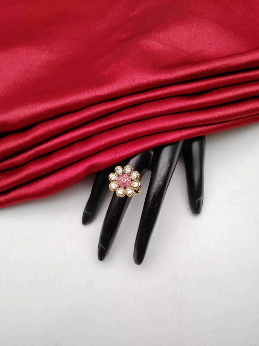 RAD RING IN POLKI (GOLD POLISH) STYLE | DESIGN - 28411