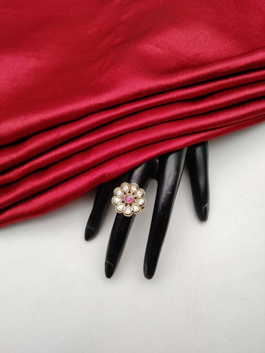 RAD RING IN POLKI (GOLD POLISH) STYLE | DESIGN - 28420
