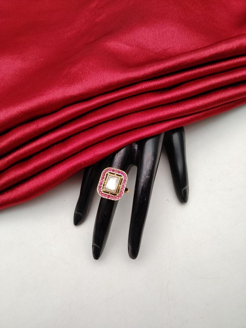 RAD RING IN POLKI (GOLD POLISH) STYLE | DESIGN - 28422