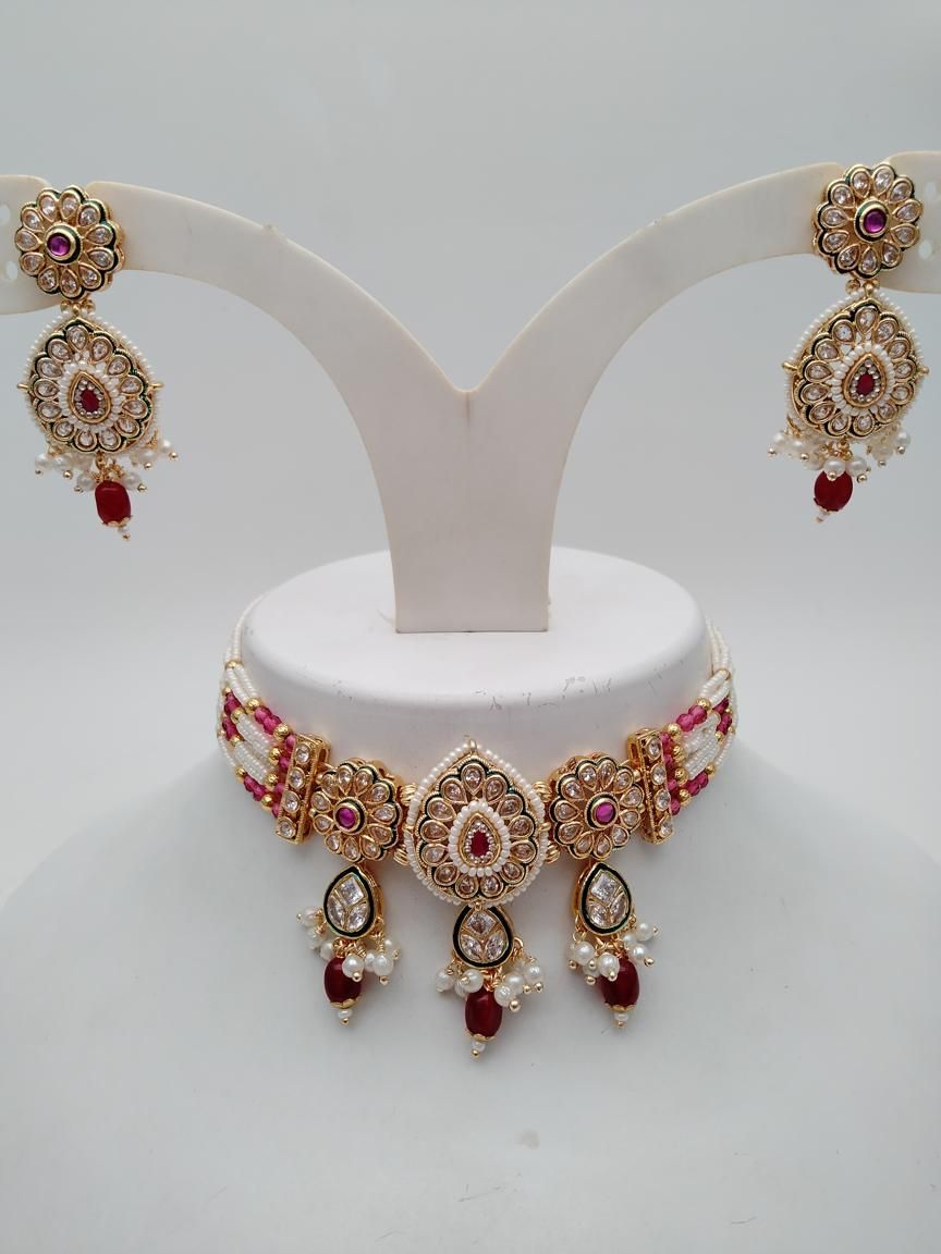 REVERSE AD CHOKER IN POLKI (GOLD POLISH) STYLE | DESIGN - 36004