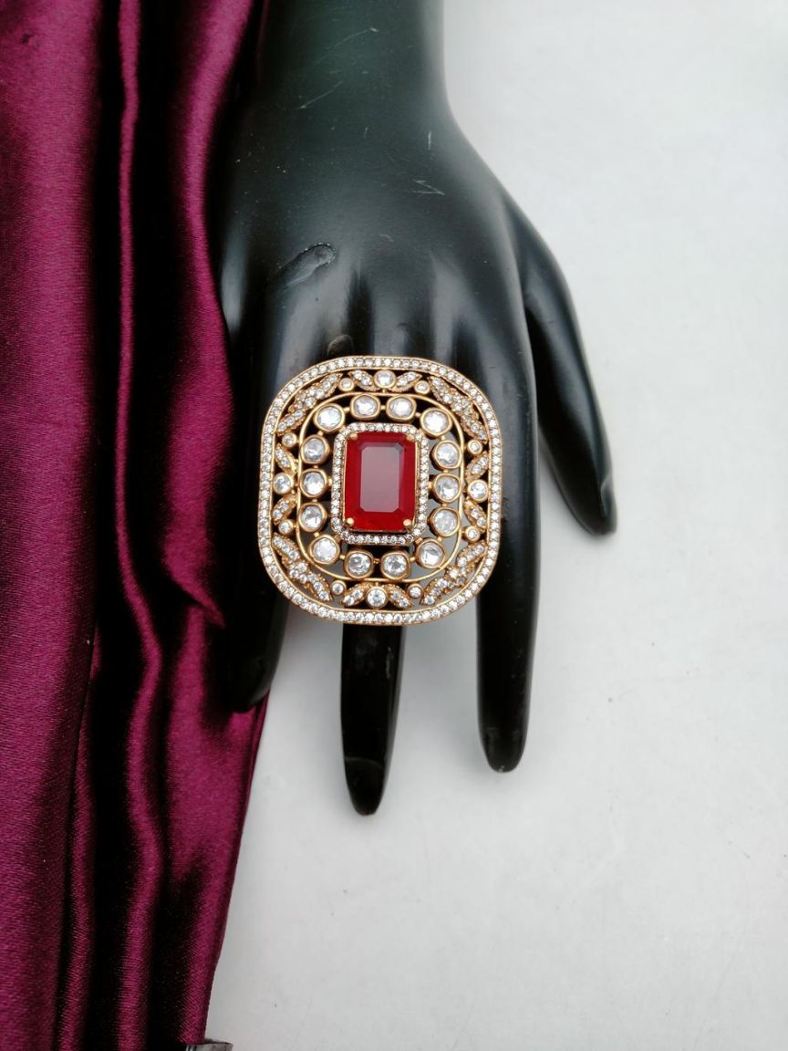 RINGS IN KUNDAN (VILANDI) STYLE | DESIGN - 70172