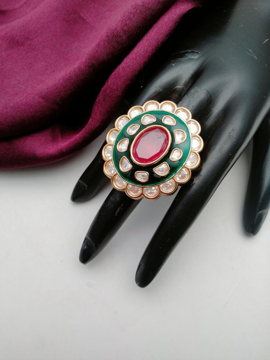 RINGS IN KUNDAN (VILANDI) STYLE | DESIGN - 70173