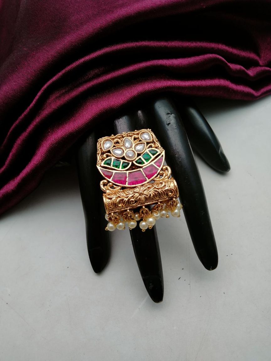 RINGS IN POLKI (GOLD POLISH) STYLE | DESIGN - 87141