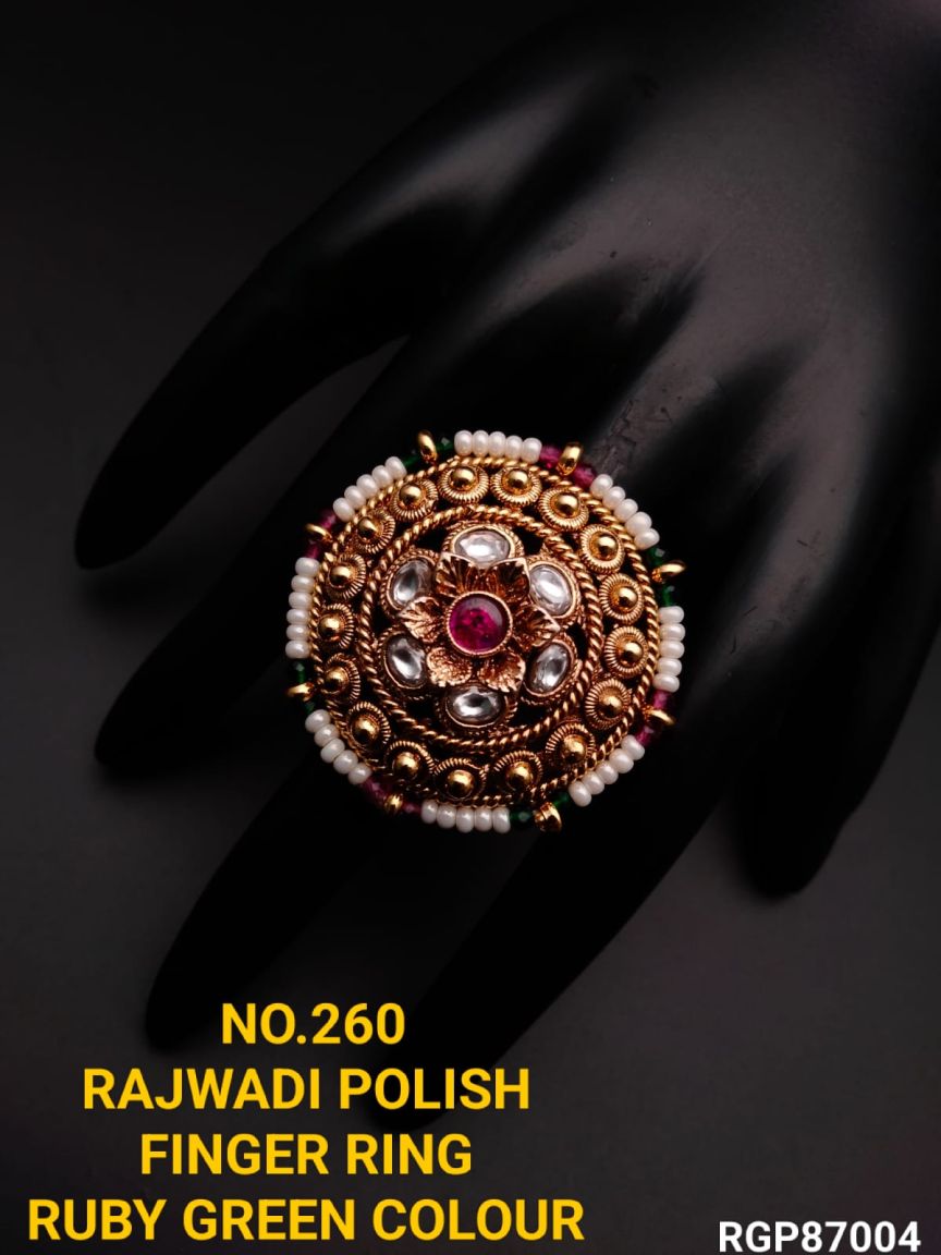 RINGS IN POLKI (GOLD POLISH) STYLE | DESIGN - 87004