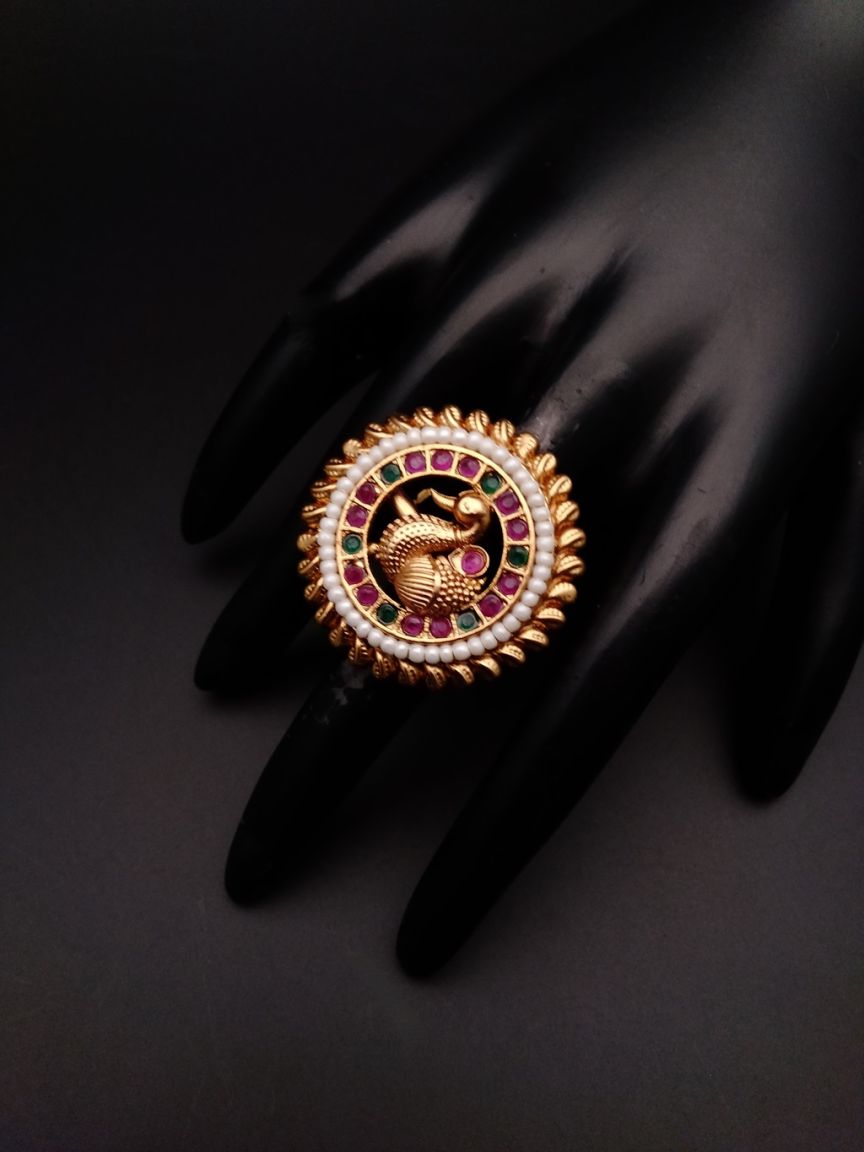 RINGS IN POLKI (GOLD POLISH) STYLE | DESIGN - 87012