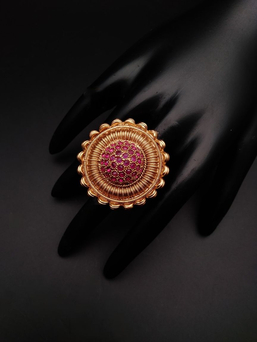 RINGS IN POLKI (GOLD POLISH) STYLE | DESIGN - 87014