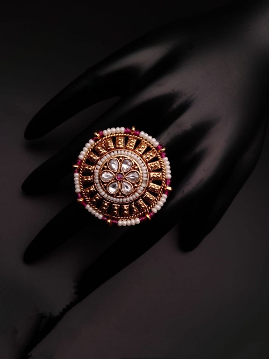 RINGS IN POLKI (GOLD POLISH) STYLE | DESIGN - 87051