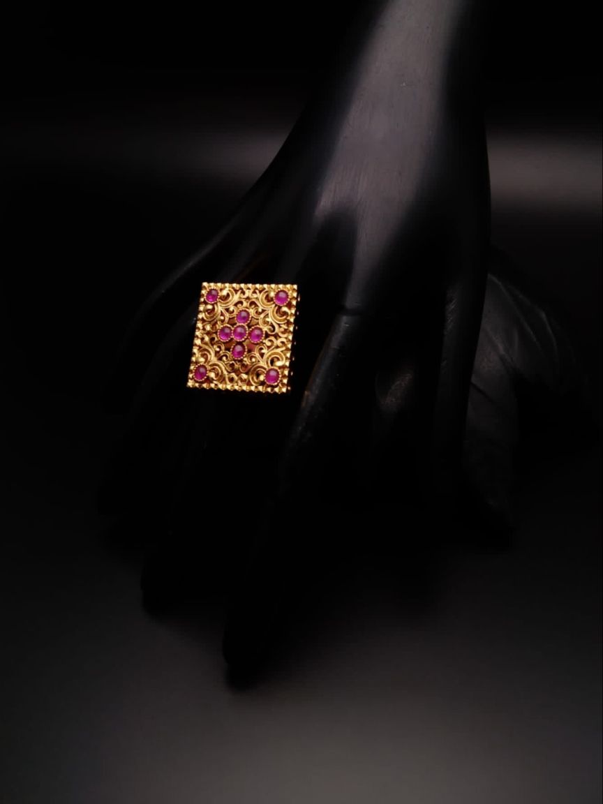 RINGS IN POLKI (GOLD POLISH) STYLE | DESIGN - 87085