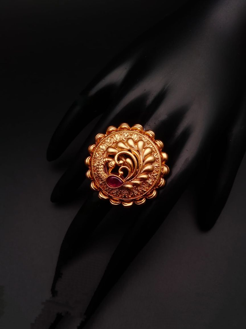 RINGS IN POLKI (GOLD POLISH) STYLE | DESIGN - 87090