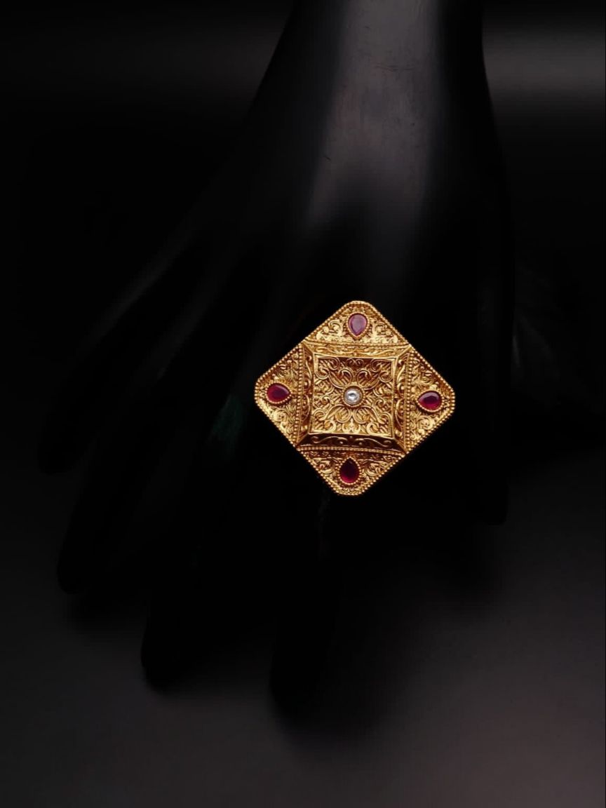 RINGS IN POLKI (GOLD POLISH) STYLE | DESIGN - 87092