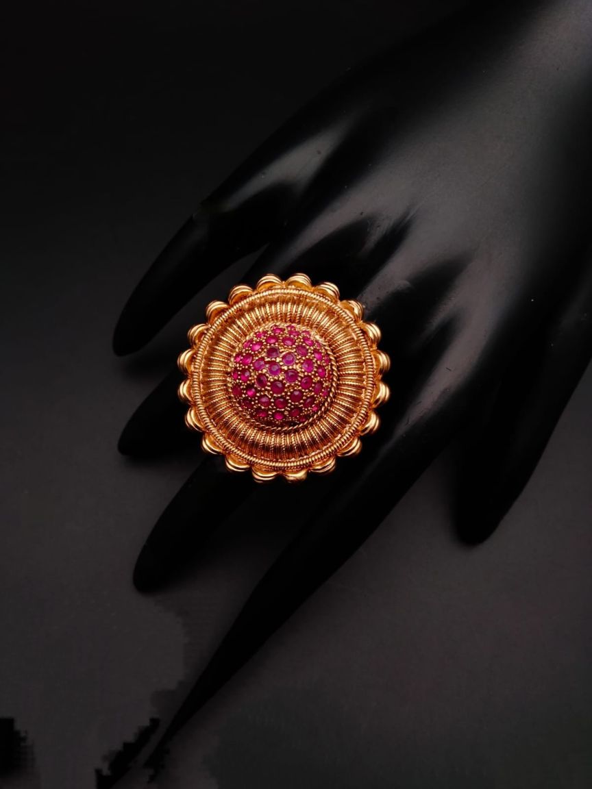 RINGS IN POLKI (GOLD POLISH) STYLE | DESIGN - 87093