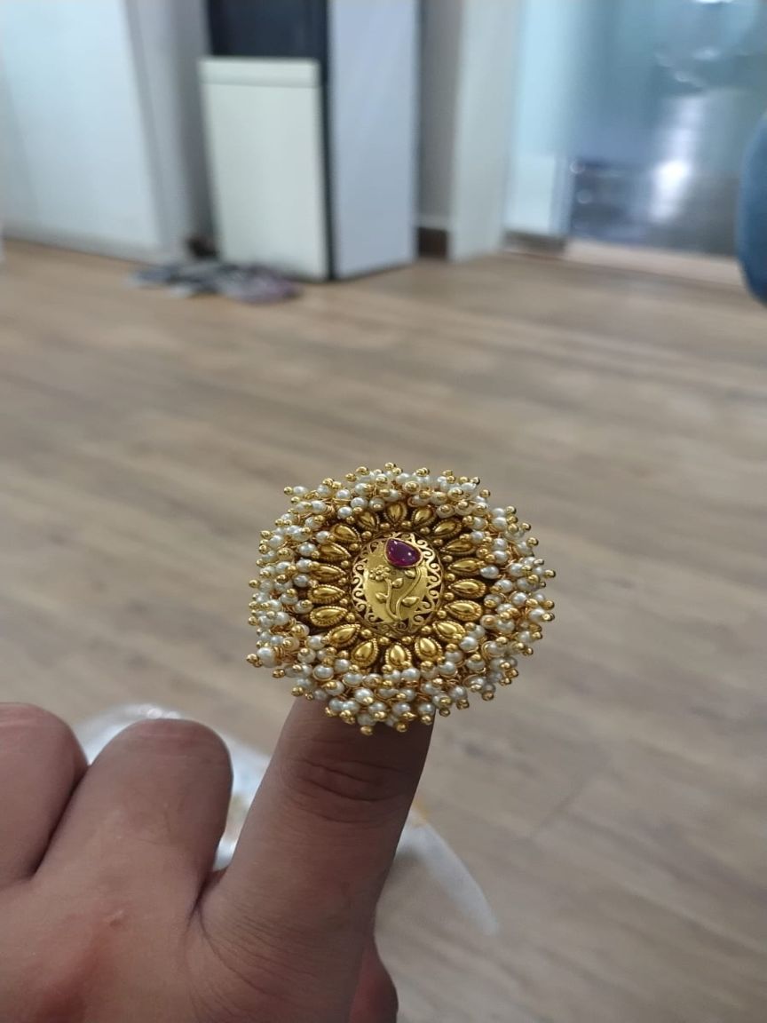 RINGS IN POLKI (GOLD POLISH) STYLE | DESIGN - 87096