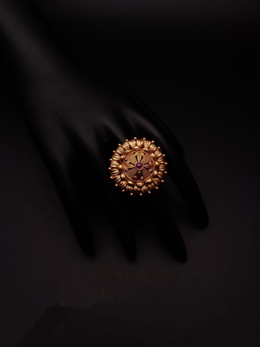 RINGS IN POLKI (GOLD POLISH) STYLE | DESIGN - 87097