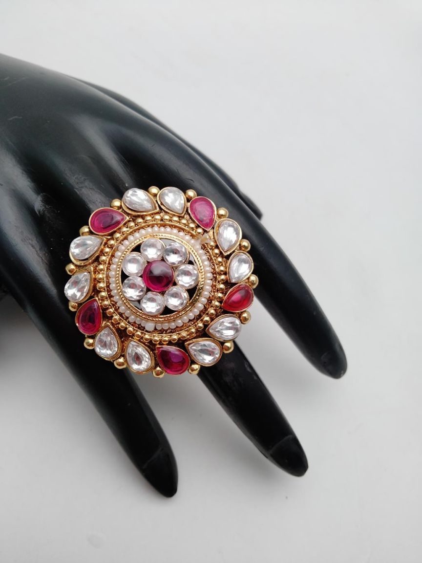 RINGS IN POLKI (GOLD POLISH) STYLE | DESIGN - 87101