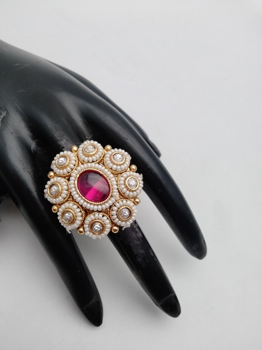 RINGS IN POLKI (GOLD POLISH) STYLE | DESIGN - 87103