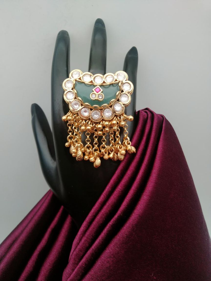 RINGS IN POLKI (GOLD POLISH) STYLE | DESIGN - 87107