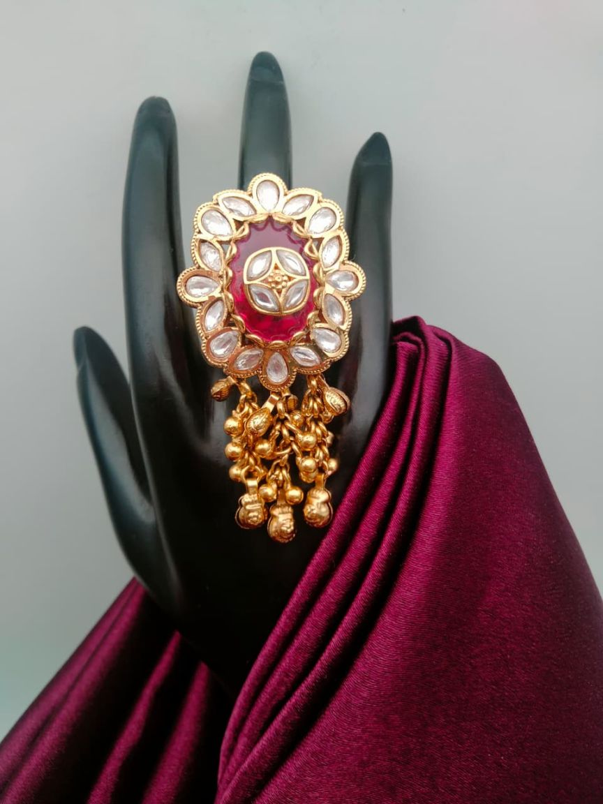 RINGS IN POLKI (GOLD POLISH) STYLE | DESIGN - 87108