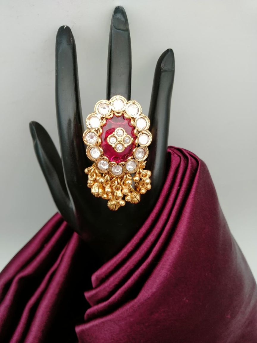 RINGS IN POLKI (GOLD POLISH) STYLE | DESIGN - 87109