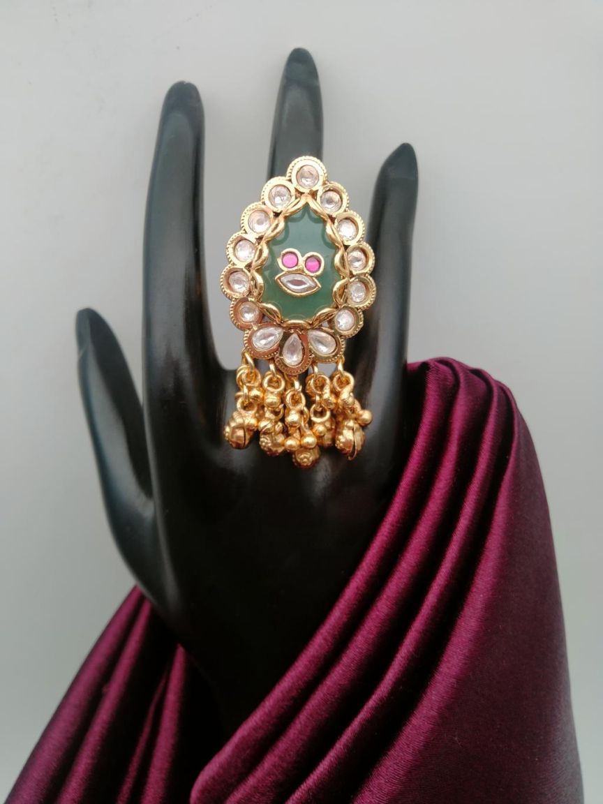 RINGS IN POLKI (GOLD POLISH) STYLE | DESIGN - 87110
