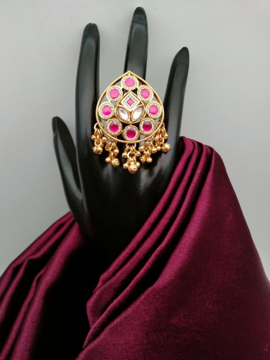 RINGS IN POLKI (GOLD POLISH) STYLE | DESIGN - 87111