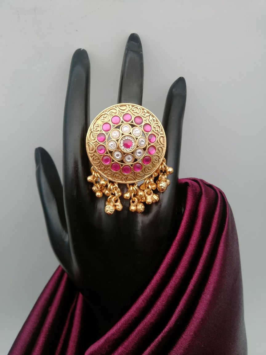 RINGS IN POLKI (GOLD POLISH) STYLE | DESIGN - 87112