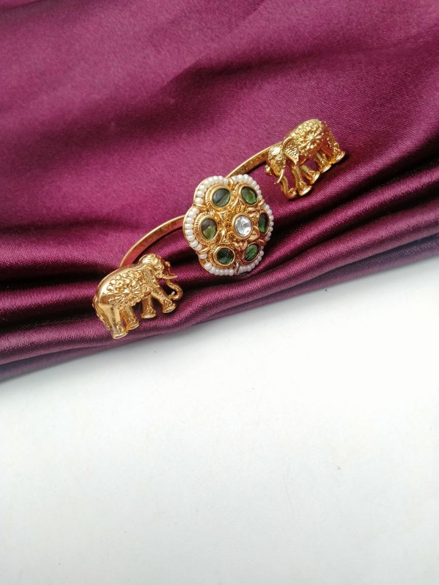 RINGS IN POLKI (GOLD POLISH) STYLE | DESIGN - 87119
