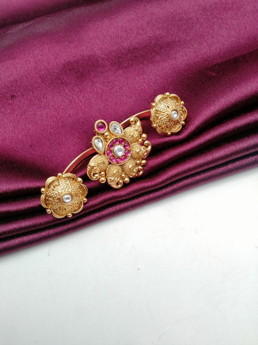 RINGS IN POLKI (GOLD POLISH) STYLE | DESIGN - 87120