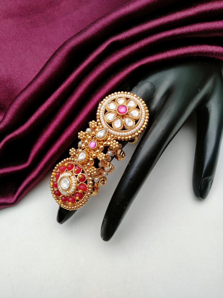 RINGS IN POLKI (GOLD POLISH) STYLE | DESIGN - 87124