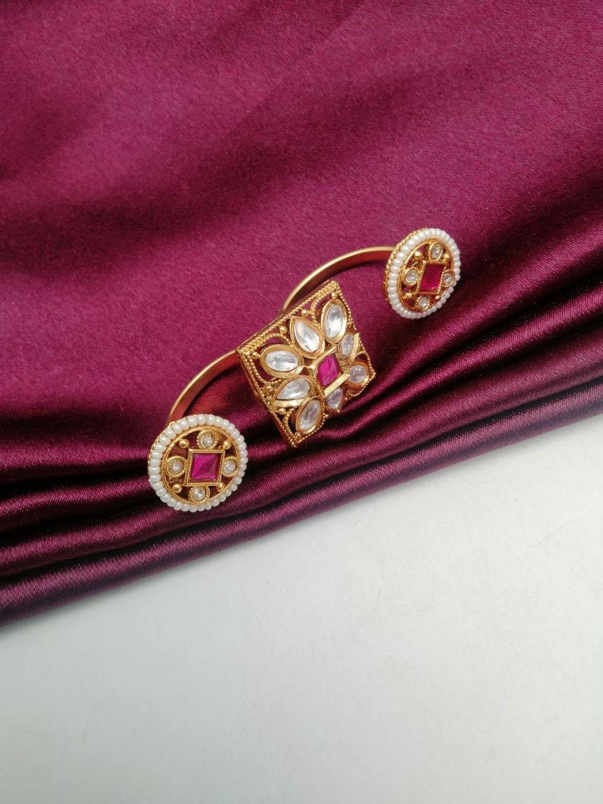 RINGS IN POLKI (GOLD POLISH) STYLE | DESIGN - 87126