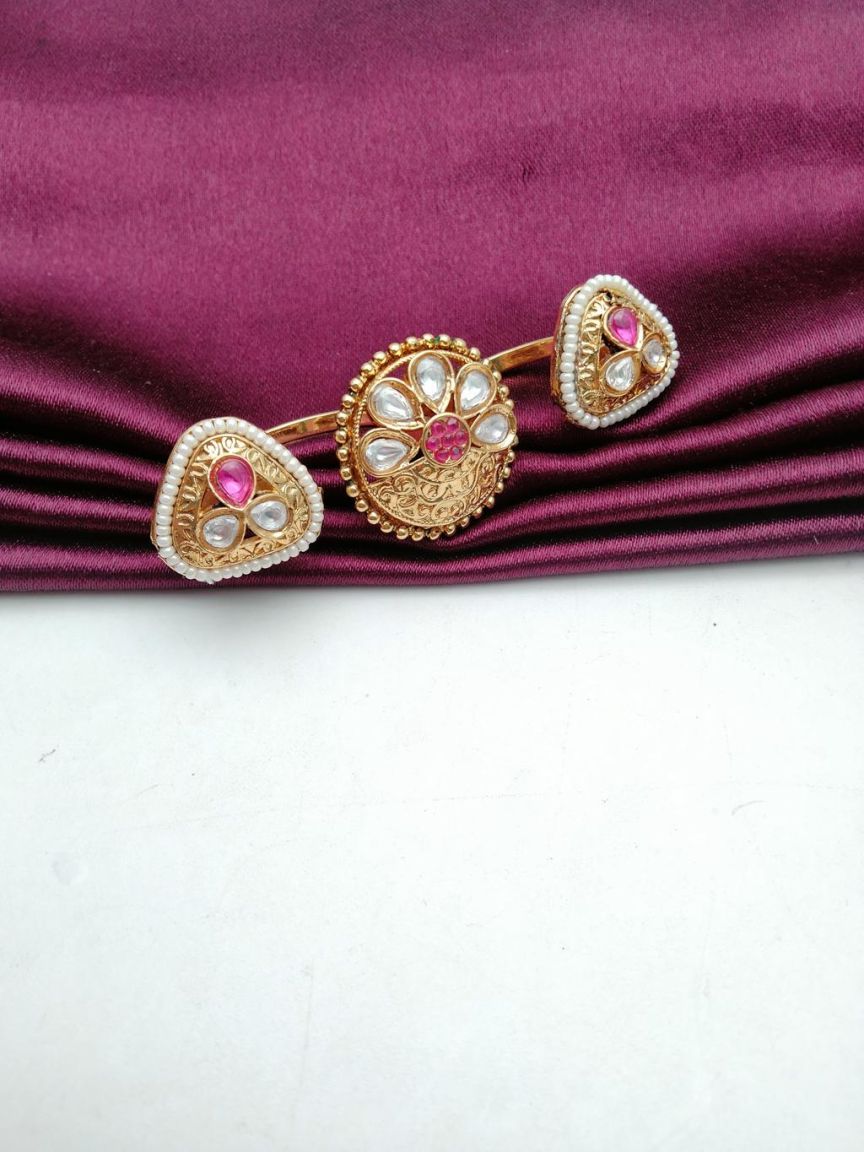 RINGS IN POLKI (GOLD POLISH) STYLE | DESIGN - 87129